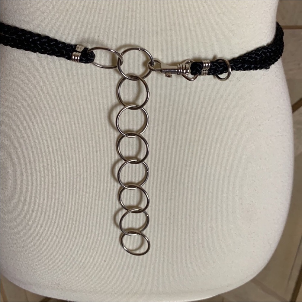 Metal belt with black braid and hook and chain closure - Picture 3 of 11